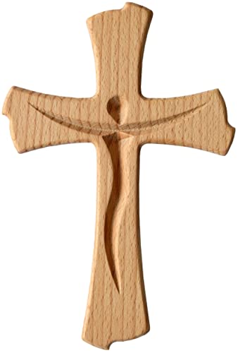 Cruz de madera con silueta de Jesucristo