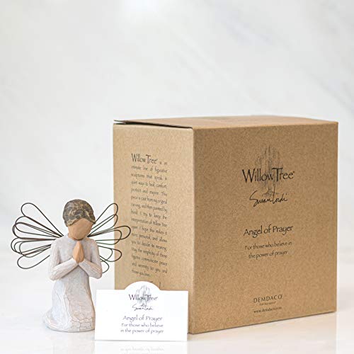 figura ceramica de angel de rodillas orando , con su caja de empaque